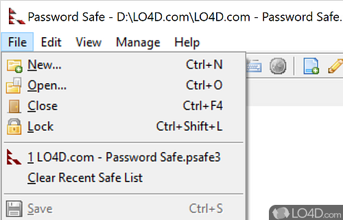 User interface - Screenshot of Password Safe