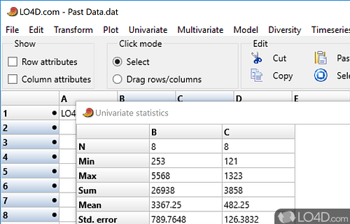 Design plots and calculate statistical indicators in your own way - Screenshot of PAST