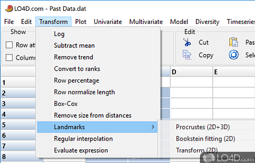 Plotting, analysis and manipulation of scientific data - Screenshot of PAST