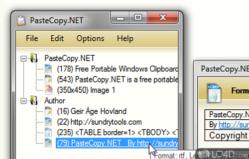 Screenshot of PasteCopy.NET - User interface