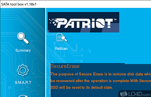 All the basic SSD maintenance tools - Screenshot of Patriot SATA Toolbox