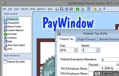 Screenshot of PayWindow Payroll System - Manage employee payments, print checks, keep track of transactions