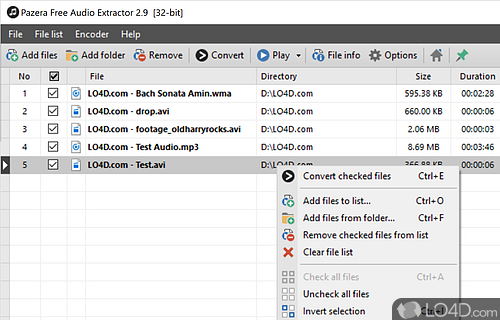 Software utility designed to extract audio from various video formats while preserving - Screenshot of Pazera Free Audio Extractor