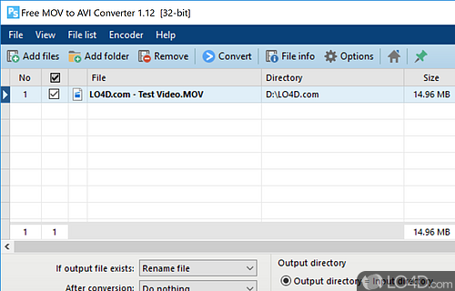 Pazera Free MOV to AVI Converter Screenshot