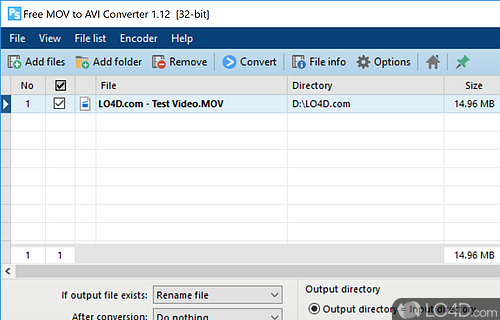 Pazera Free MOV to AVI Converter screenshot