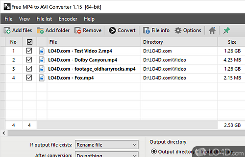 Testing its performance - Screenshot of Pazera Free MP4 to AVI Converter