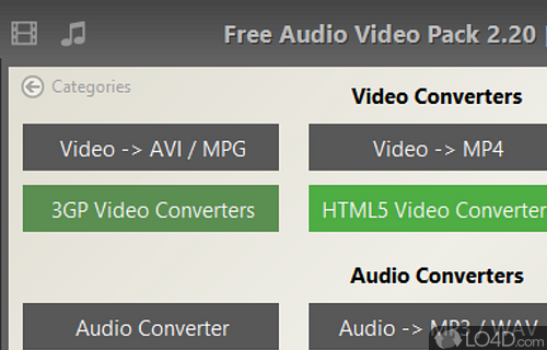 Convert videos or audio tracks to multiple other formats and adjust the settings for the output files using this app suite - Screenshot of Pazera Free Audio Video Pack
