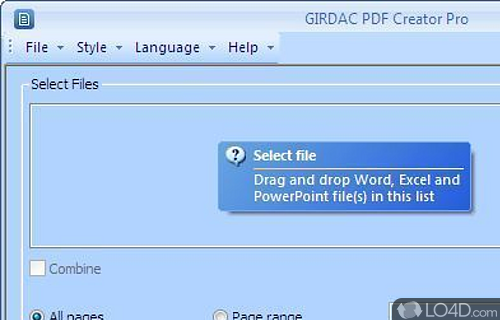 Screenshot of PDF Creator Pro - User interface