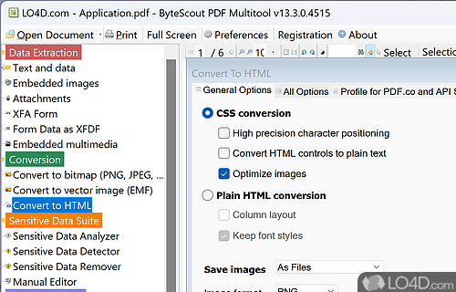 User interface - Screenshot of PDF Multitool