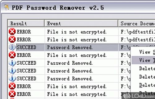 Screenshot of PDF Password Remover - Specify the correct password