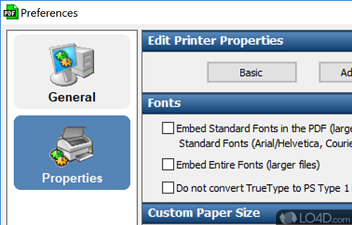 User interface - Screenshot of PDF reDirect