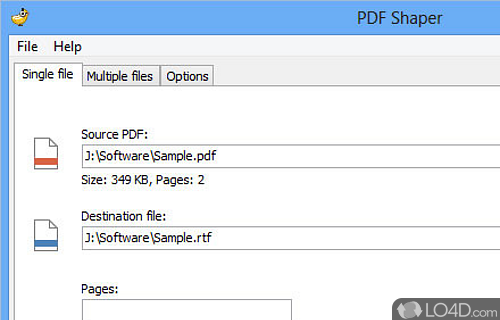 Screenshot of PDF Shaper - PDF management utility to convert the documents to RTF, extract images