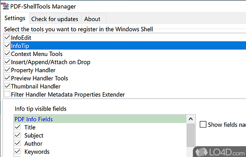 User interface - Screenshot of PDF-ShellTools