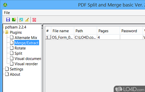 User interface - Screenshot of PDF Split and Merge Basic