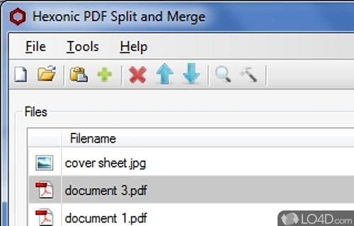 Screenshot of PDF Split and Merge - Extracts pages from PDF files, combines PDF files, change the order of the pages