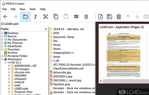 Apply document security and configure image options - Screenshot of PDF24 Creator