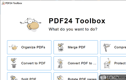 Main interface contains quick access to all of the PDF editing and modification functions - Screenshot of PDF24 Creator