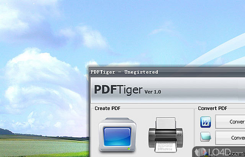Screenshot of PDFTiger - Software app that enables users to create PDF files from various other types of documents