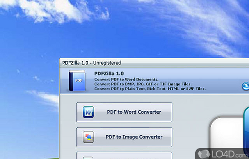 Screenshot of PDFZilla - Convert your PDFs into DOCs and more