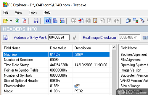 DLL viewer, resource editor, win32 PE disassembler - Screenshot of PE Explorer