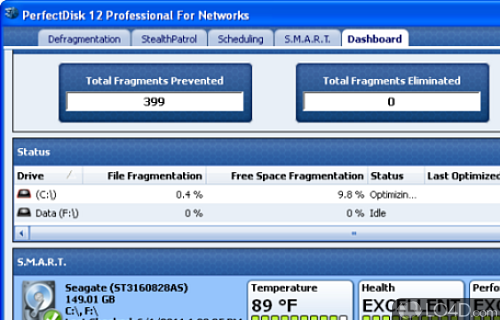 Screenshot of PerfectDisk Professional - User interface
