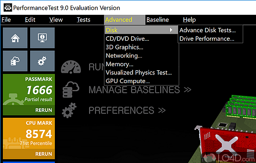Benchmark a PC using a variety of different speed tests - Screenshot of PerformanceTest