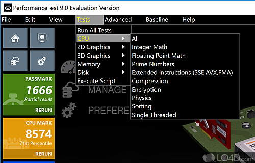 PC speed testing and benchmarking - Screenshot of PerformanceTest