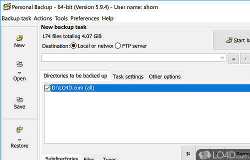 Perform backups of important files and folders on demand or on schedule - Screenshot of Personal Backup