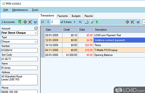 Personal Finance Manager is designed to assist individuals, families - Screenshot of PFM - Personal Finance Manager