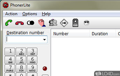Screenshot of PhonerLite - VoIP softphone with profile and contact management