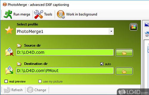 User interface - Screenshot of PhotoMerge