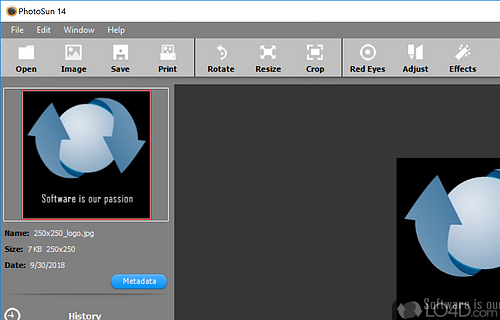 Edit image files by applying special effects, such as frames - Screenshot of PhotoSun