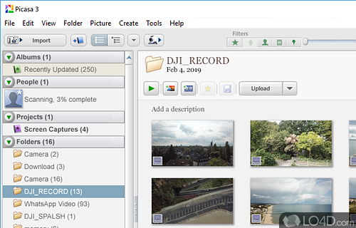 where will picasa 3.9 search for photos by default
