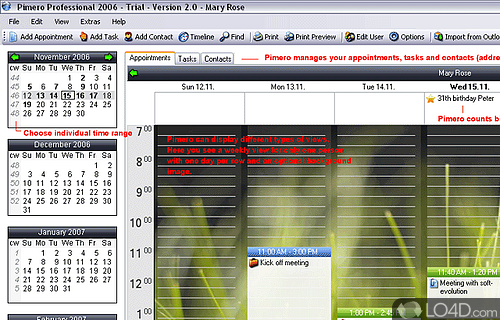 Screenshot of Pimero - Can set multiple appointments or keep track of schedule, whether you work individually or in a team