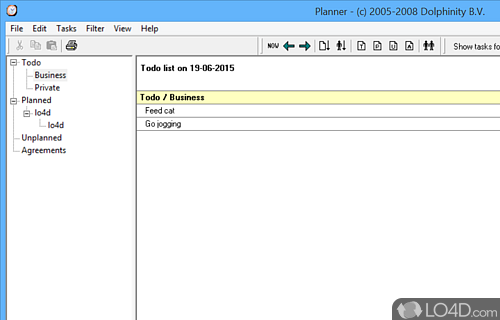 User interface - Screenshot of Planner