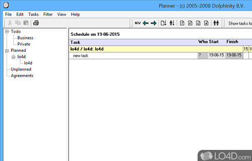 Software solution designed to plan activities, create schedules, tasks - Screenshot of Planner