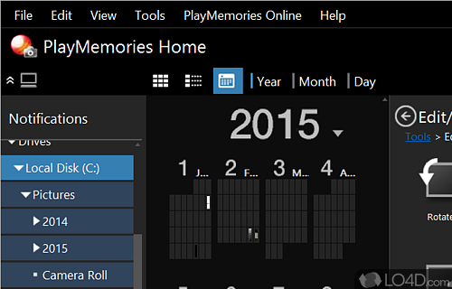 User interface - Screenshot of PlayMemories Home