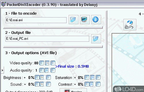 Screenshot of PocketDivXEncoder - Tool which allows you to encode any video clip for Pocket PC