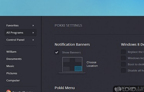 Screenshot of Pokki - -looking manager for web-based apps, such as Facebook, YouTube, Gmail