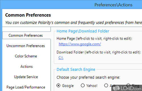 Toggle JavaScript, Flash or Java - Screenshot of Polarity Browser