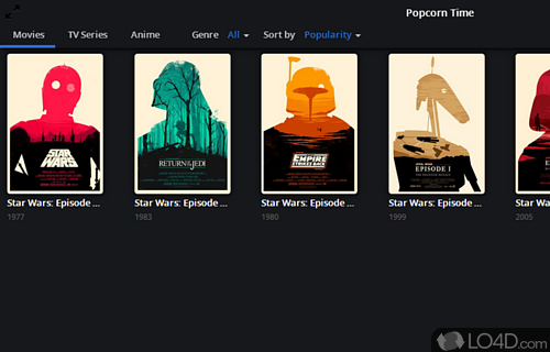 Play movies streamed on torrents - Screenshot of Popcorn Time