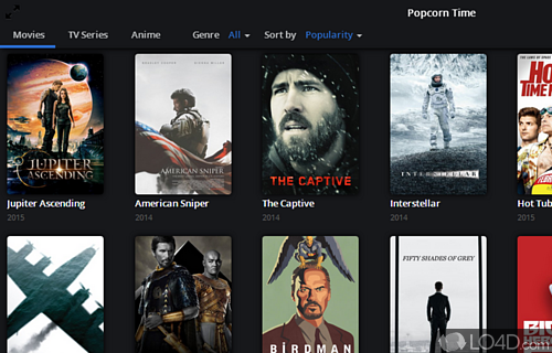 Watch movies that are streamed with torrents using this app that acts as a media player - Screenshot of Popcorn Time