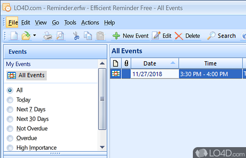Keep schedule organized with this tool, with a calendar, backup - Screenshot of Efficient Reminder Free Portable