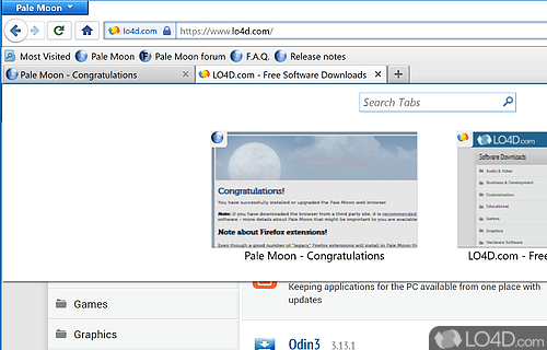 Fast web browser - Screenshot of Pale Moon Portable
