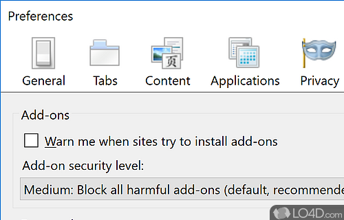 Several security options including secure browsing, a password manager and blocking of harmful sites - Screenshot of Pale Moon Portable