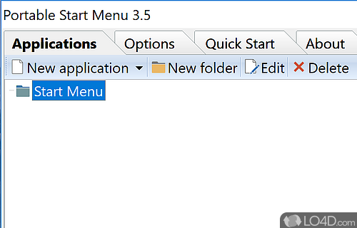 Customize the Quick Start, Tray and Start menus - Screenshot of Portable Start Menu