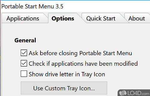 User interface - Screenshot of Portable Start Menu