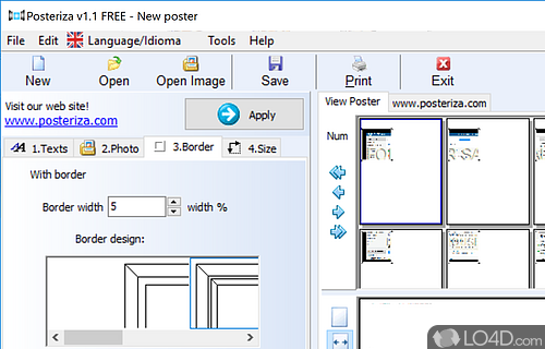 Print your own posters at home, no size limits - Screenshot of Posteriza