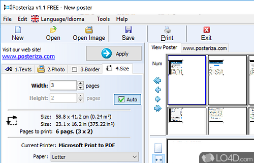 User interface - Screenshot of Posteriza