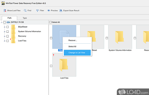 User interface - Screenshot of MiniTool Power Data Recovery